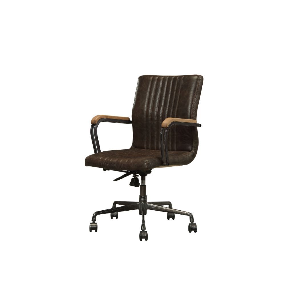 Joslin - Executive Office Chair - Distress Chocolate Top Grain Leather - Urban Living Furniture (Los Angeles, CA)
