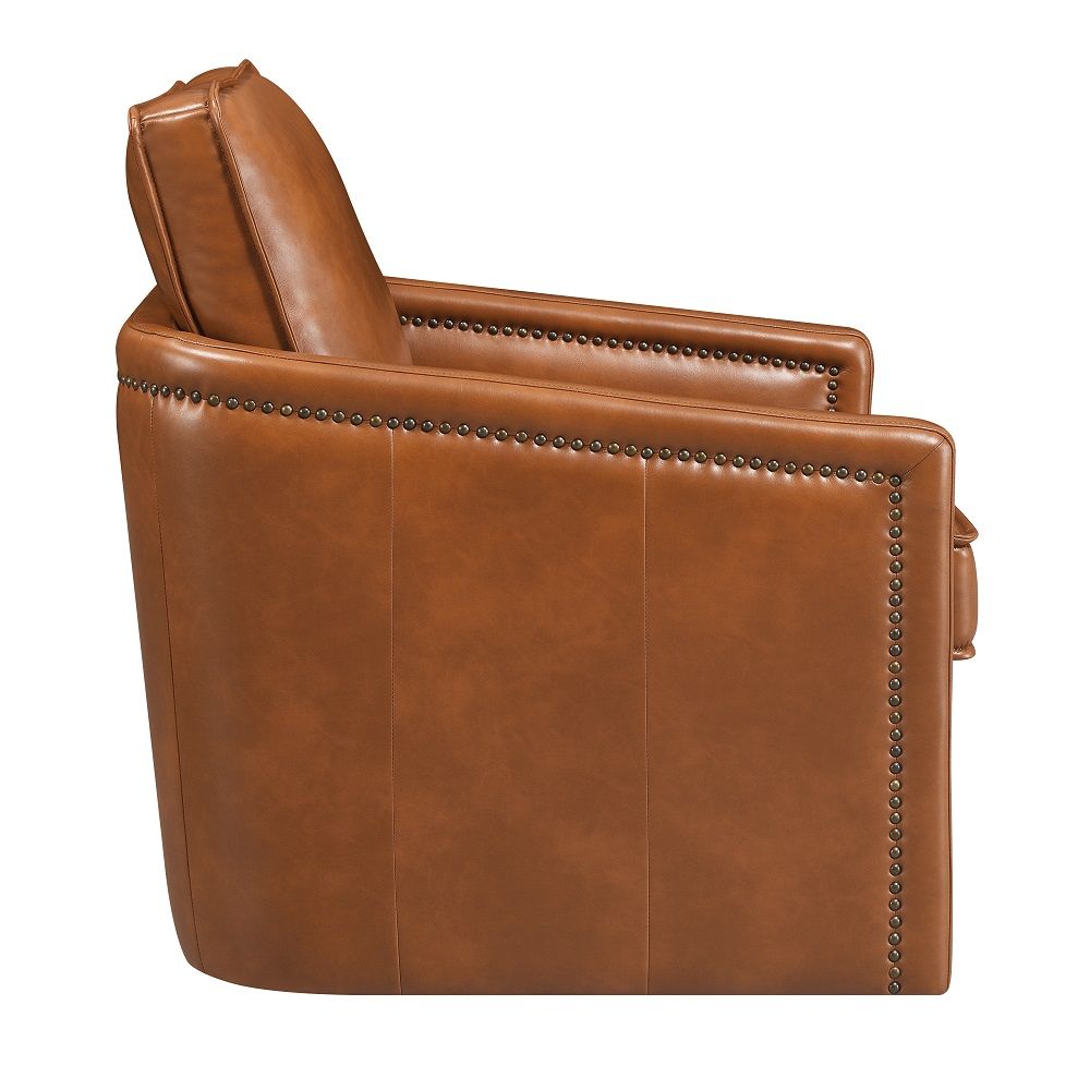 Rocha - Swivel Chair - Brown Leather Aire