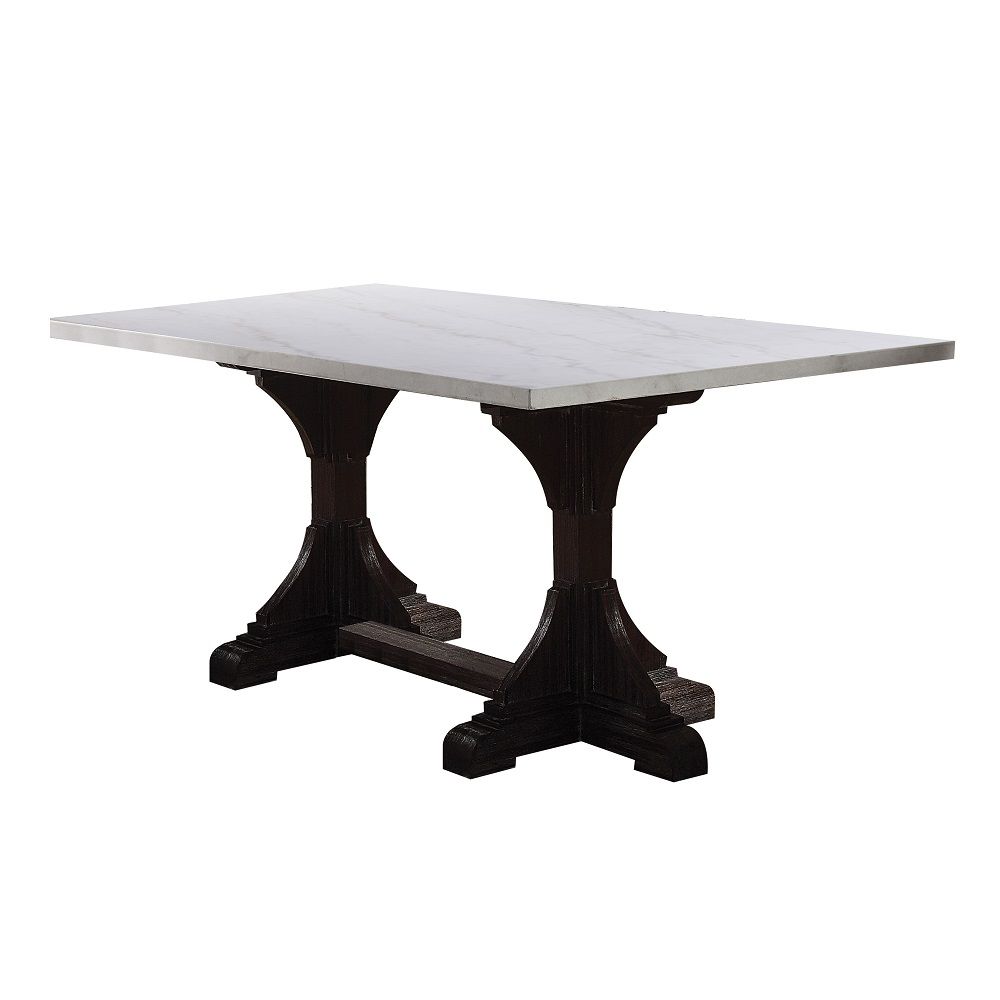 Gerardo - 30" Dining Table - White Marble Top & Weathered Espresso - Urban Living Furniture (Los Angeles, CA)