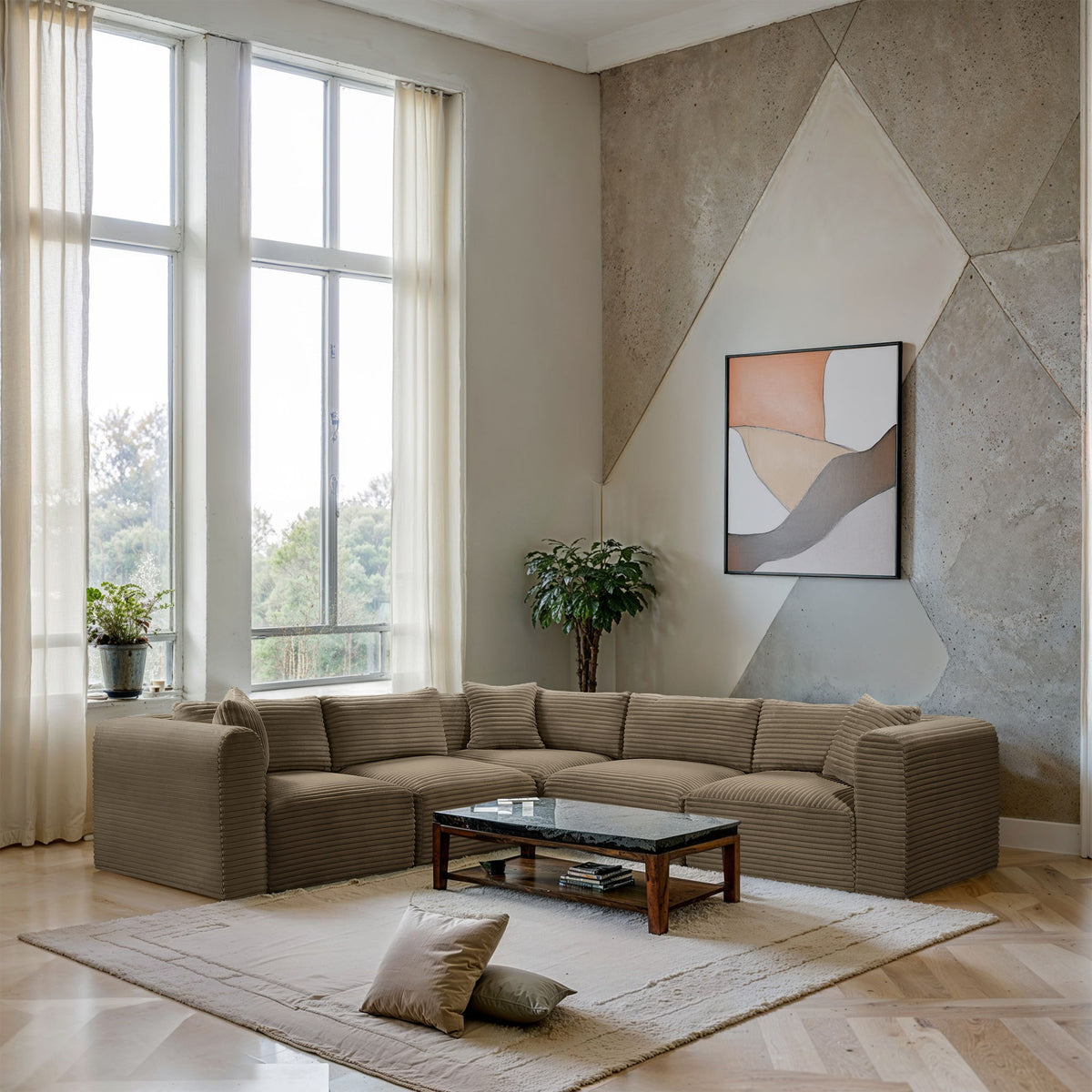 Shaggy - Fabric 5 Piece Modular Corner Sectional - Urban Living Furniture (Los Angeles, CA)