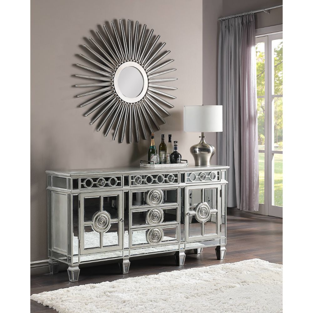 Varian - 36" Server - Mirrored & Antique Platinum - Urban Living Furniture (Los Angeles, CA)