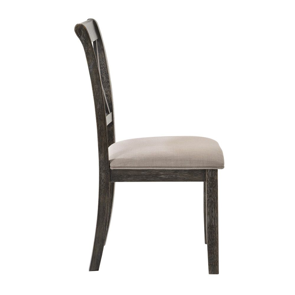 Claudia II - Side Chair (Set of 2) - Beige Fabric & Weathered Gray - Urban Living Furniture (Los Angeles, CA)
