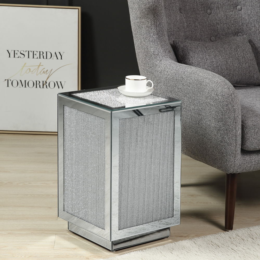 Noralie - 20" Accent Table - Mirrored, Faux Diamonds - Urban Living Furniture (Los Angeles, CA)