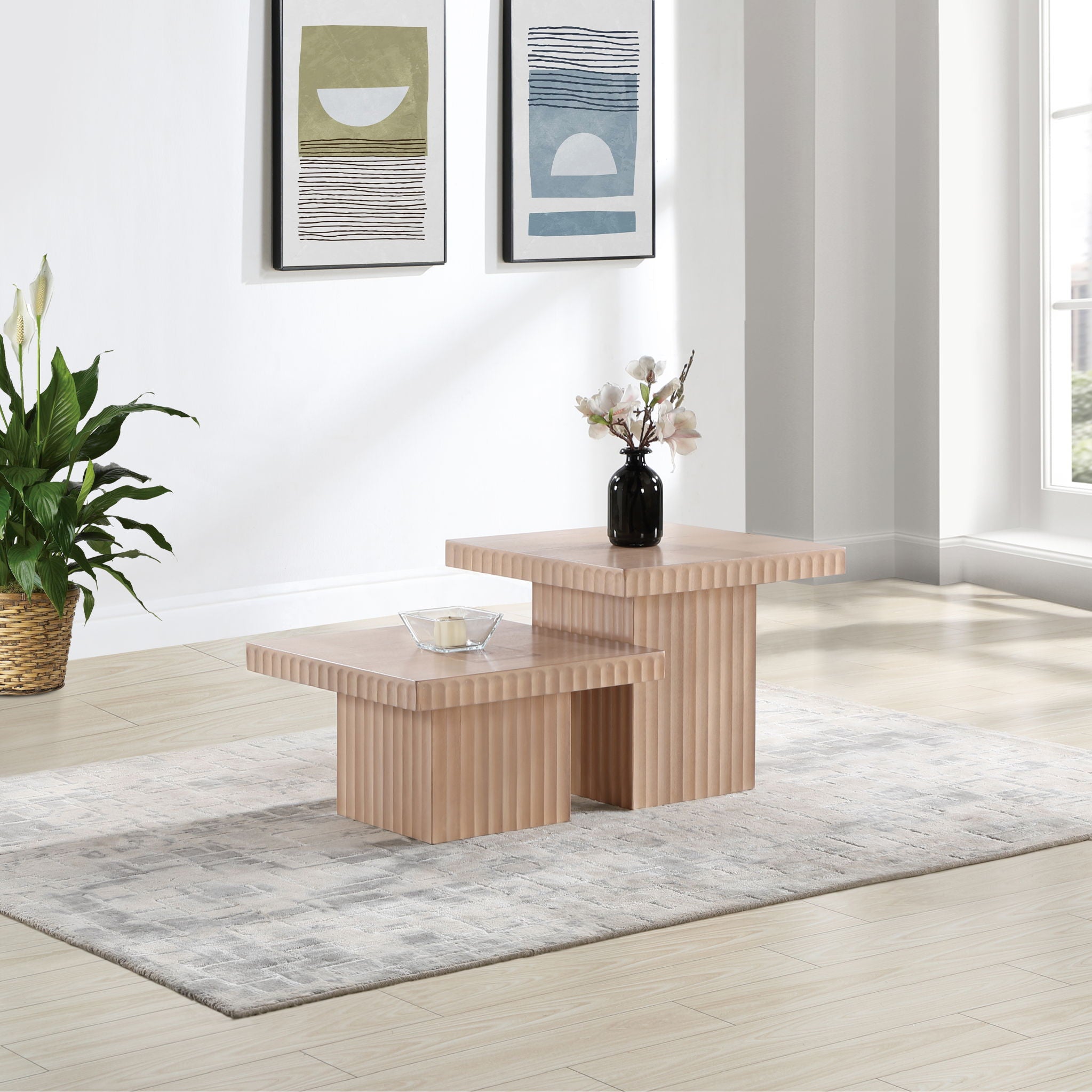 Spencer - Oak Veneer 2 Piece Coffee Table - Urban Living Furniture (Los Angeles, CA)