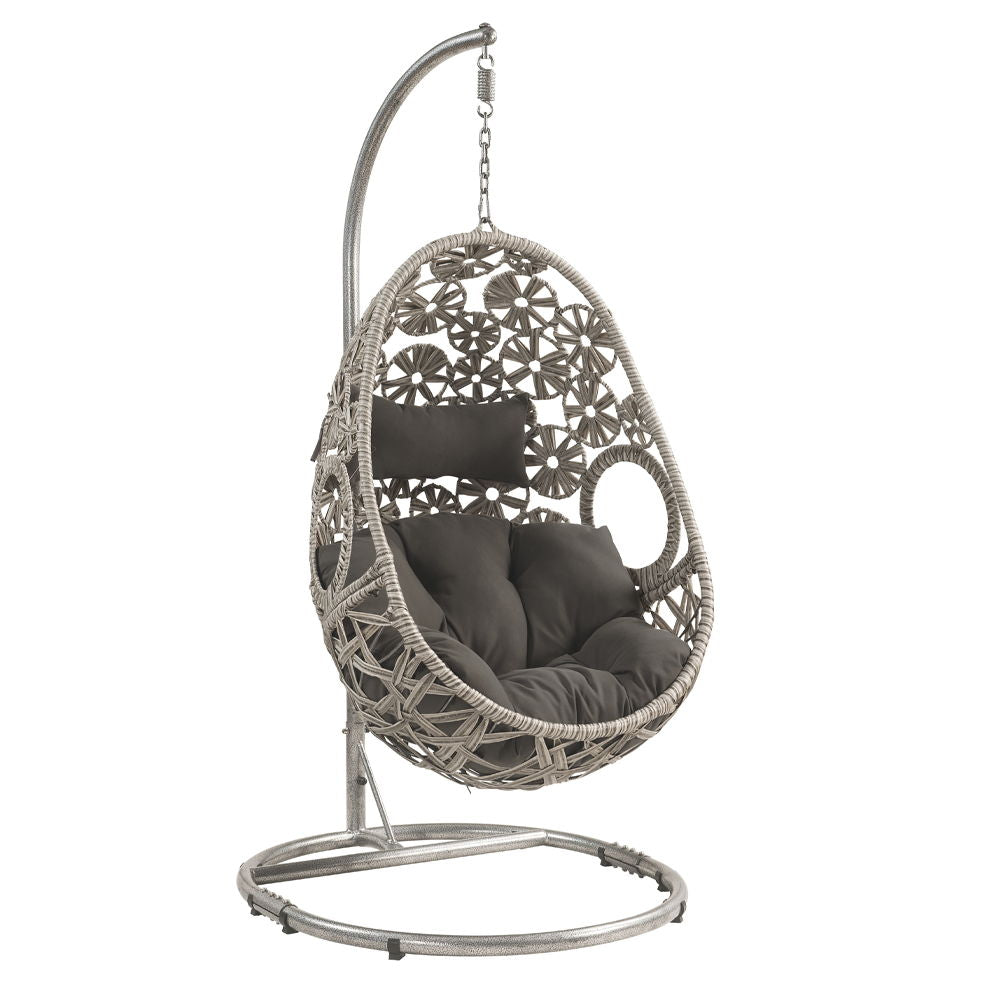 Sigar - Hanging Chair - Light Gray Fabric & Wicker - Urban Living Furniture (Los Angeles, CA)