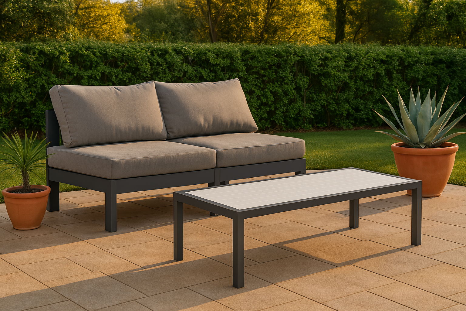 Nizuc - Outdoor Patio 2 Seat Armless Modular Sofa With Gray Frame - Urban Living Furniture (Los Angeles, CA)