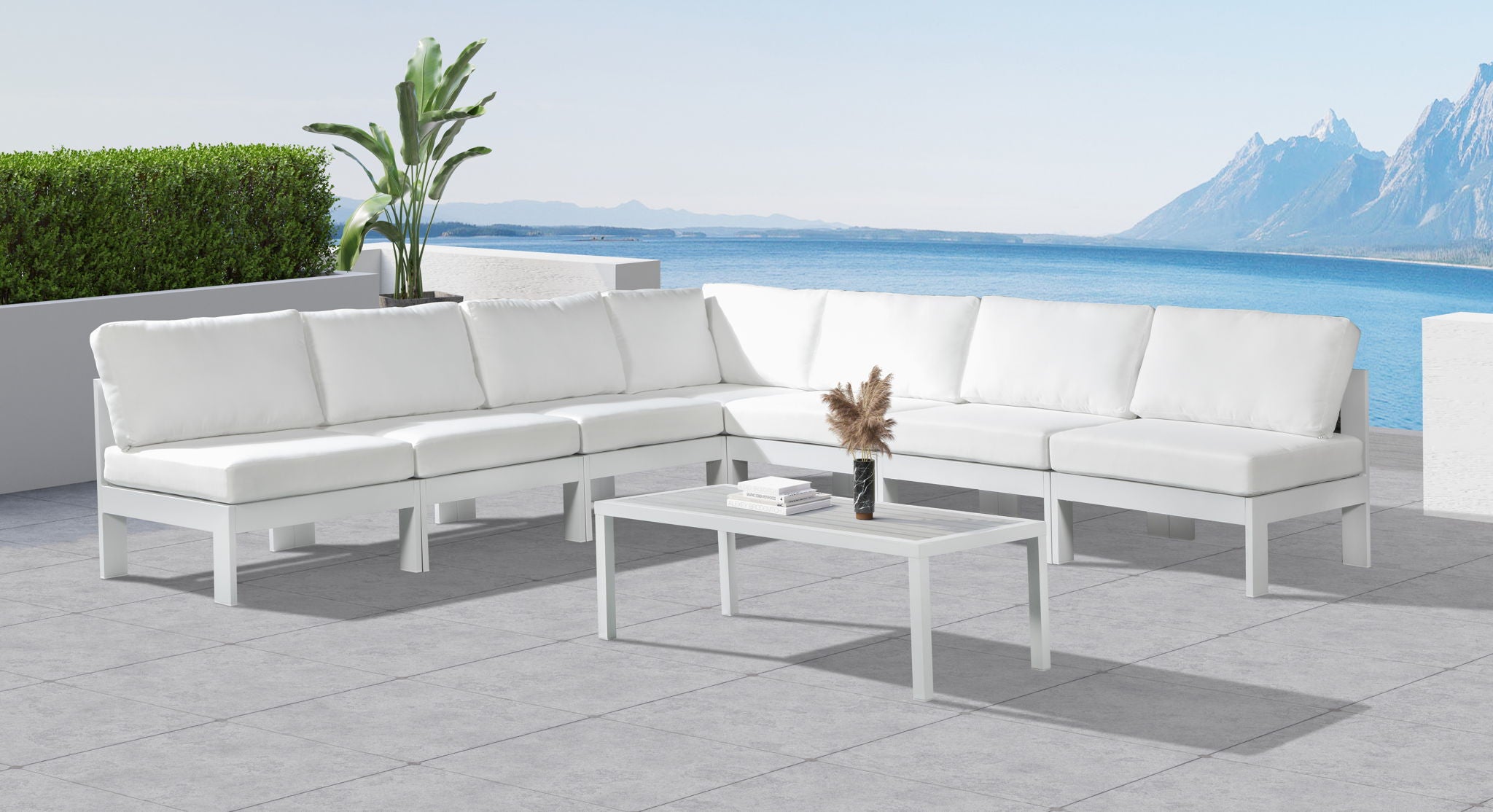 Nizuc - Outdoor Patio 7 Piece Modular Sectional With White Frame - Urban Living Furniture (Los Angeles, CA)