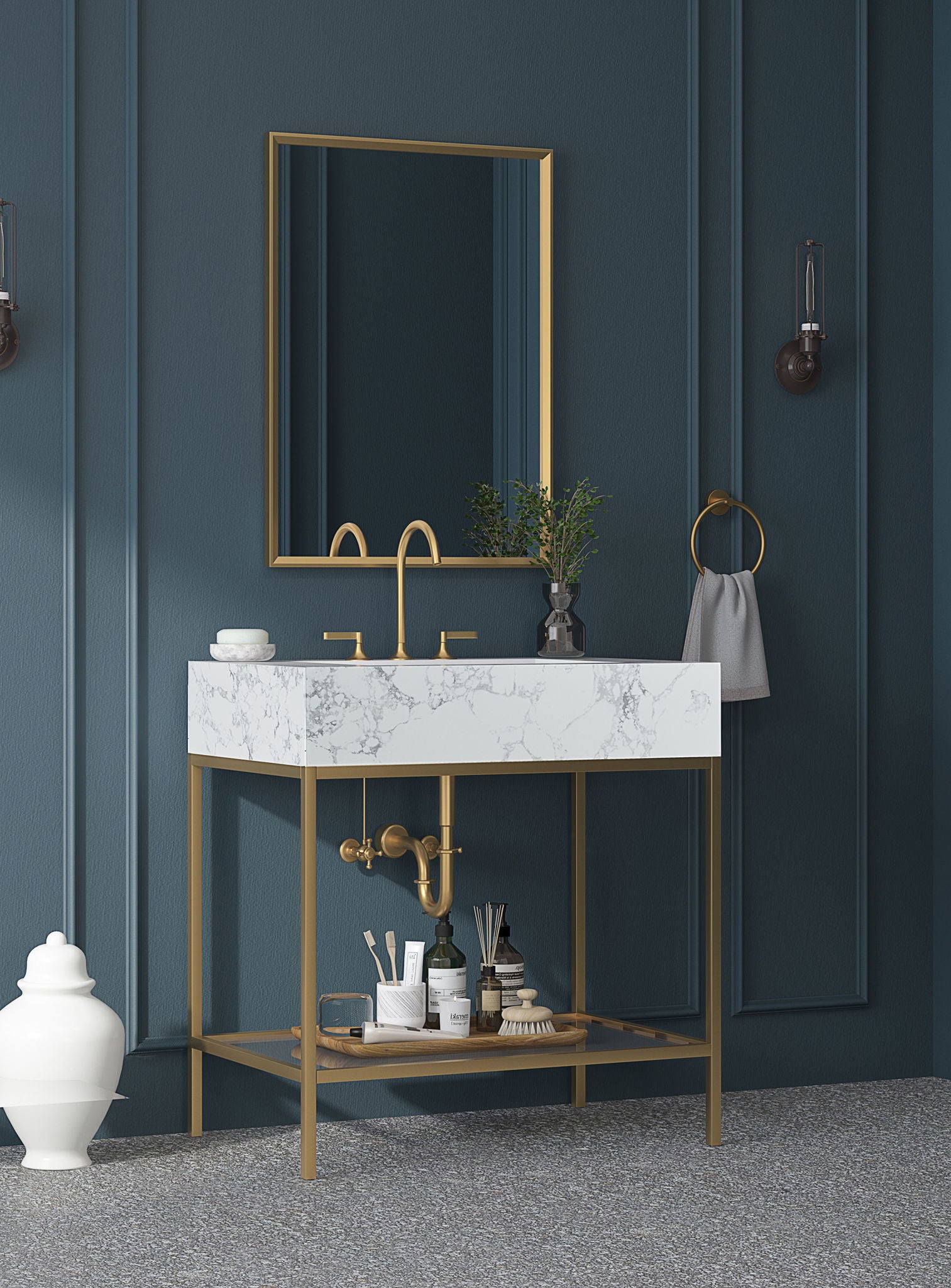 Marmo - Engineered Marble Bathroom Vanity With Gold Base - Urban Living Furniture (Los Angeles, CA)