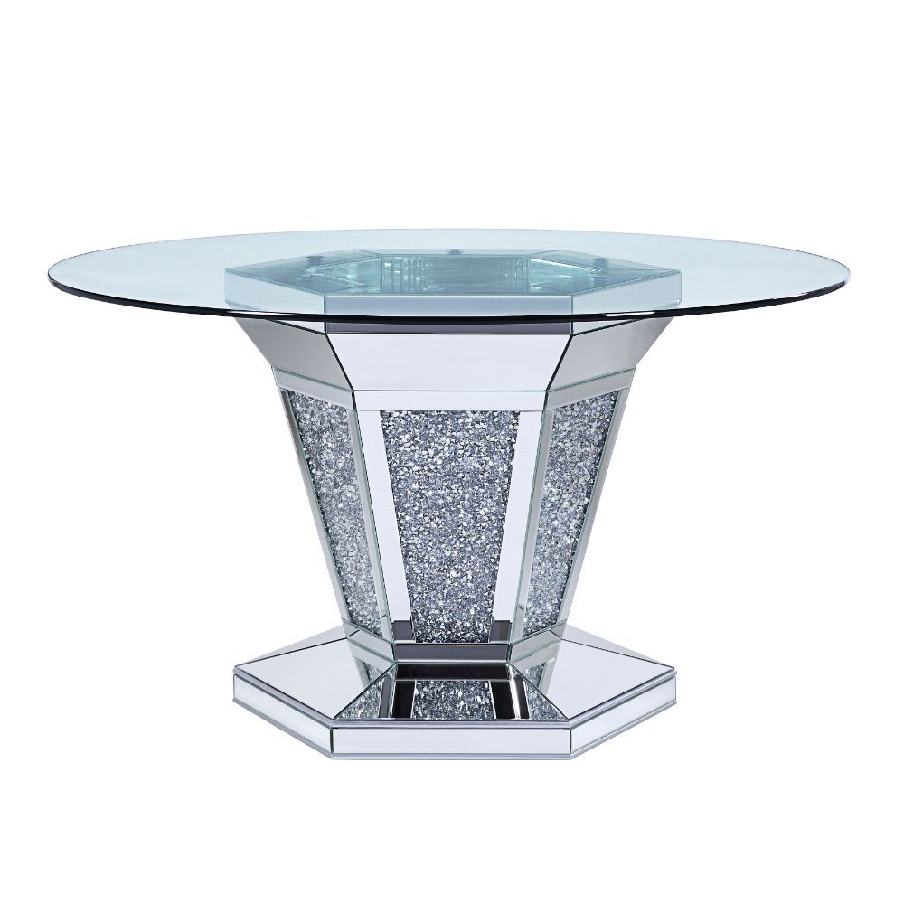 Noralie - Dining Table - Mirrored, Faux Diamonds & Clear Glass Top - Urban Living Furniture (Los Angeles, CA)