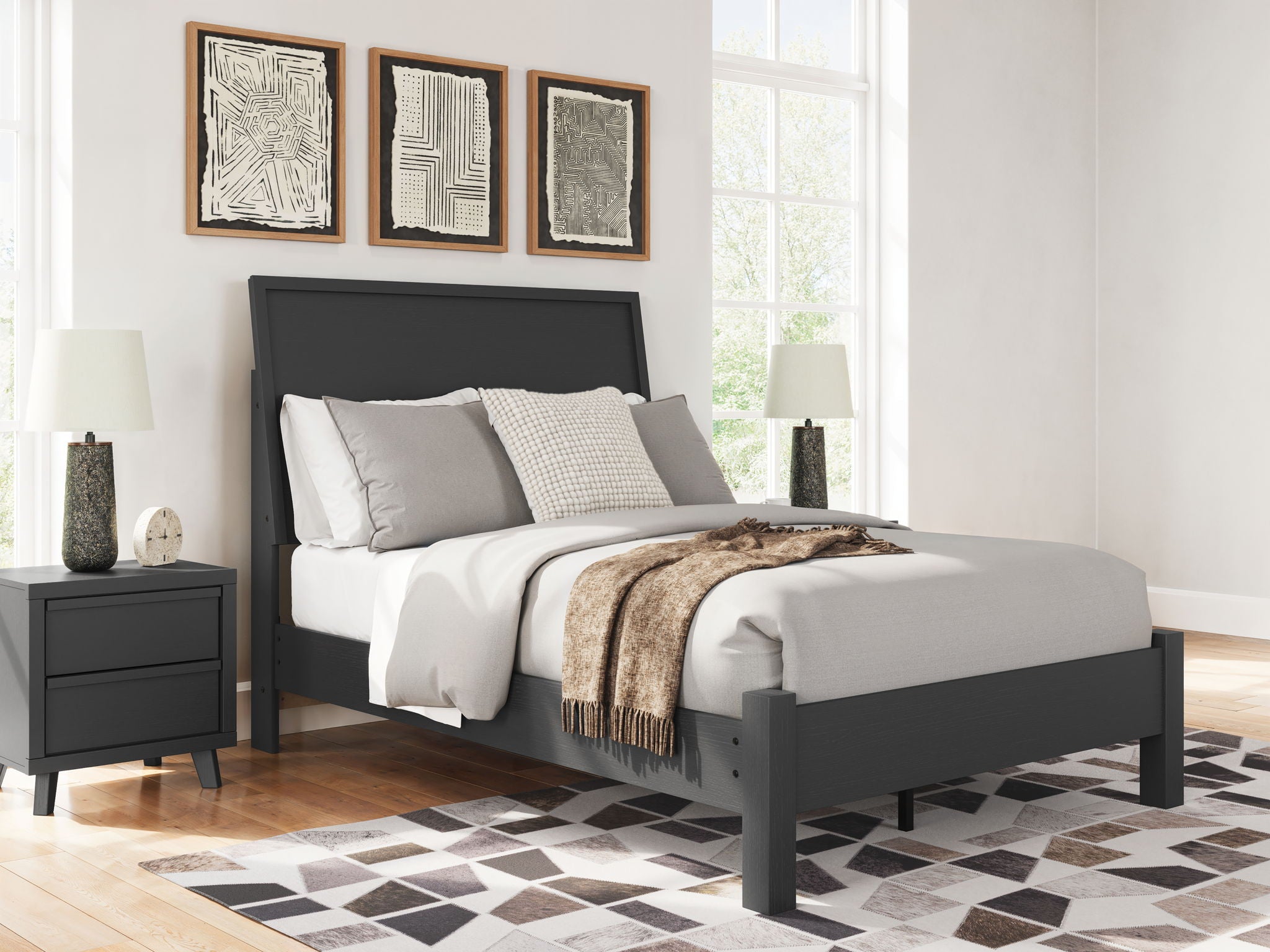 Danziar - Full Panel Bed With Low Footboard - Black - Urban Living Furniture (Los Angeles, CA)