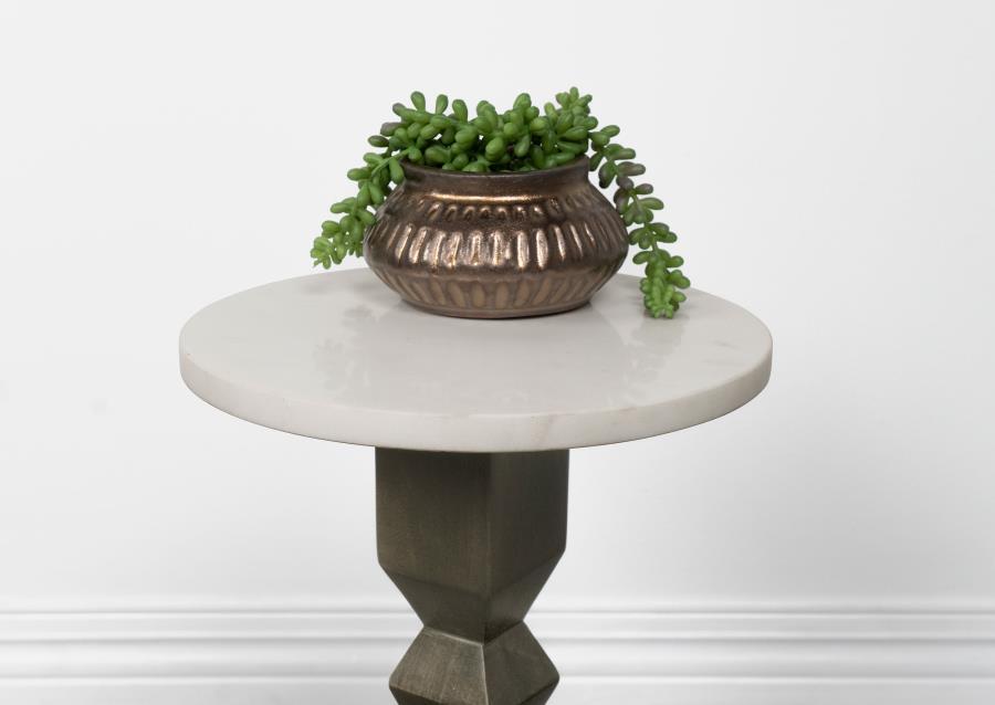 Colette - Round Marble Top Side Table - White And Dark Gray - Urban Living Furniture (Los Angeles, CA)