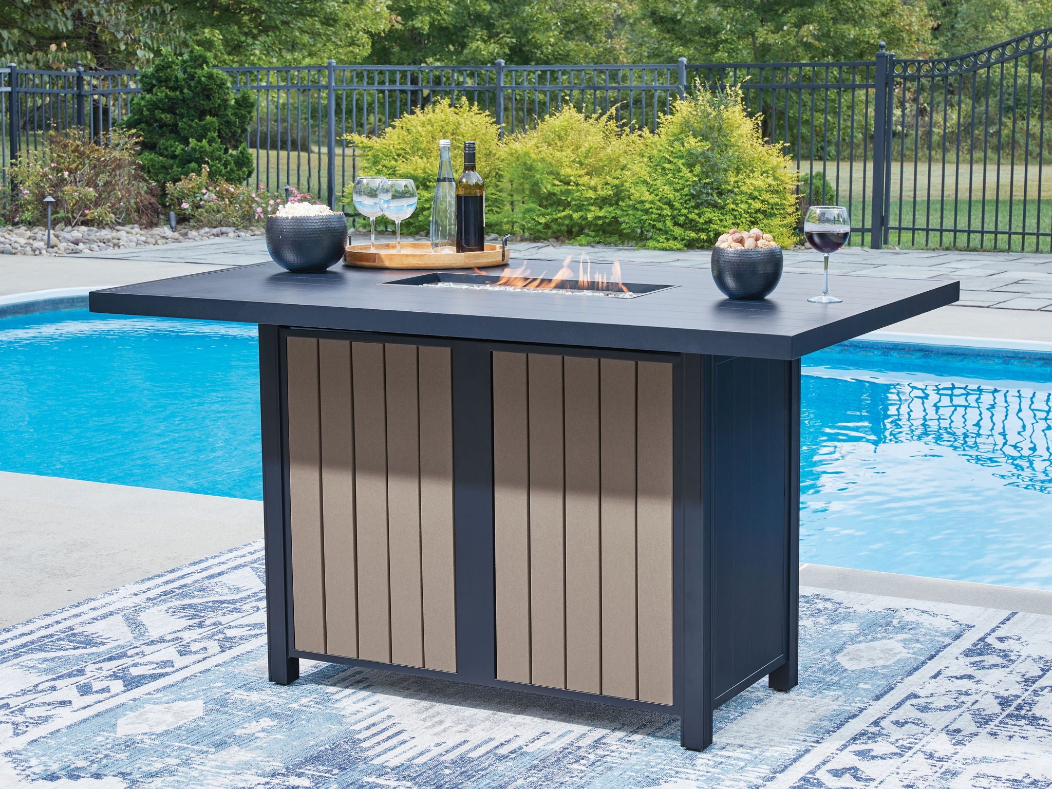 East Beach - Rectangular Bar Table With Fire Pit - Blue - Urban Living Furniture (Los Angeles, CA)