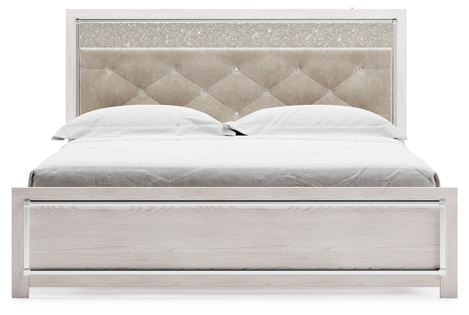 Altyra - White - King Panel Bed With Upholstered Headboard - Urban Living Furniture (Los Angeles, CA)