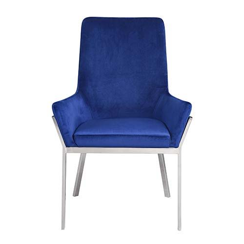 Cambrie - Side Chair (Set of 2) - Blue Velvet & Mirrored Silver - Urban Living Furniture (Los Angeles, CA)