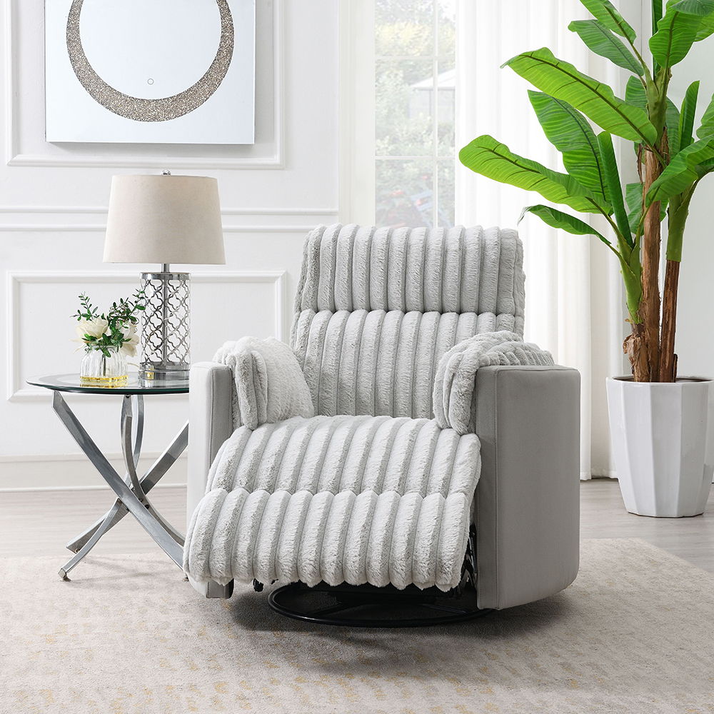 Emee - Glider Recliner With Swivel - Gray Corduroy - Urban Living Furniture (Los Angeles, CA)