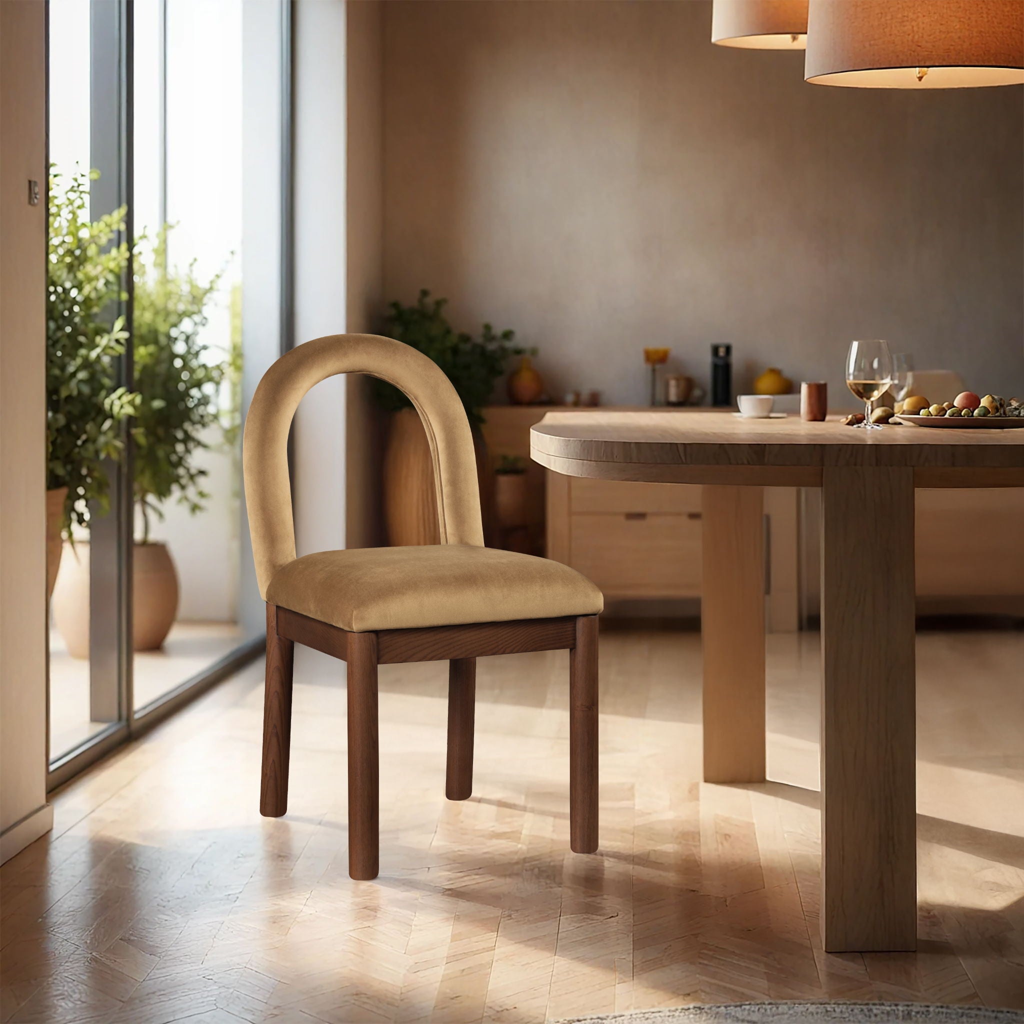 Conrad - Velvet Dining Chair With Brown Legs - Urban Living Furniture (Los Angeles, CA)