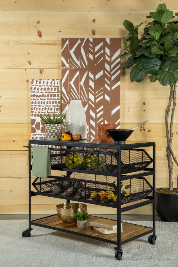 Evander - Marble Top Kitchen Cart With Removable Shelves - Black - Urban Living Furniture (Los Angeles, CA)