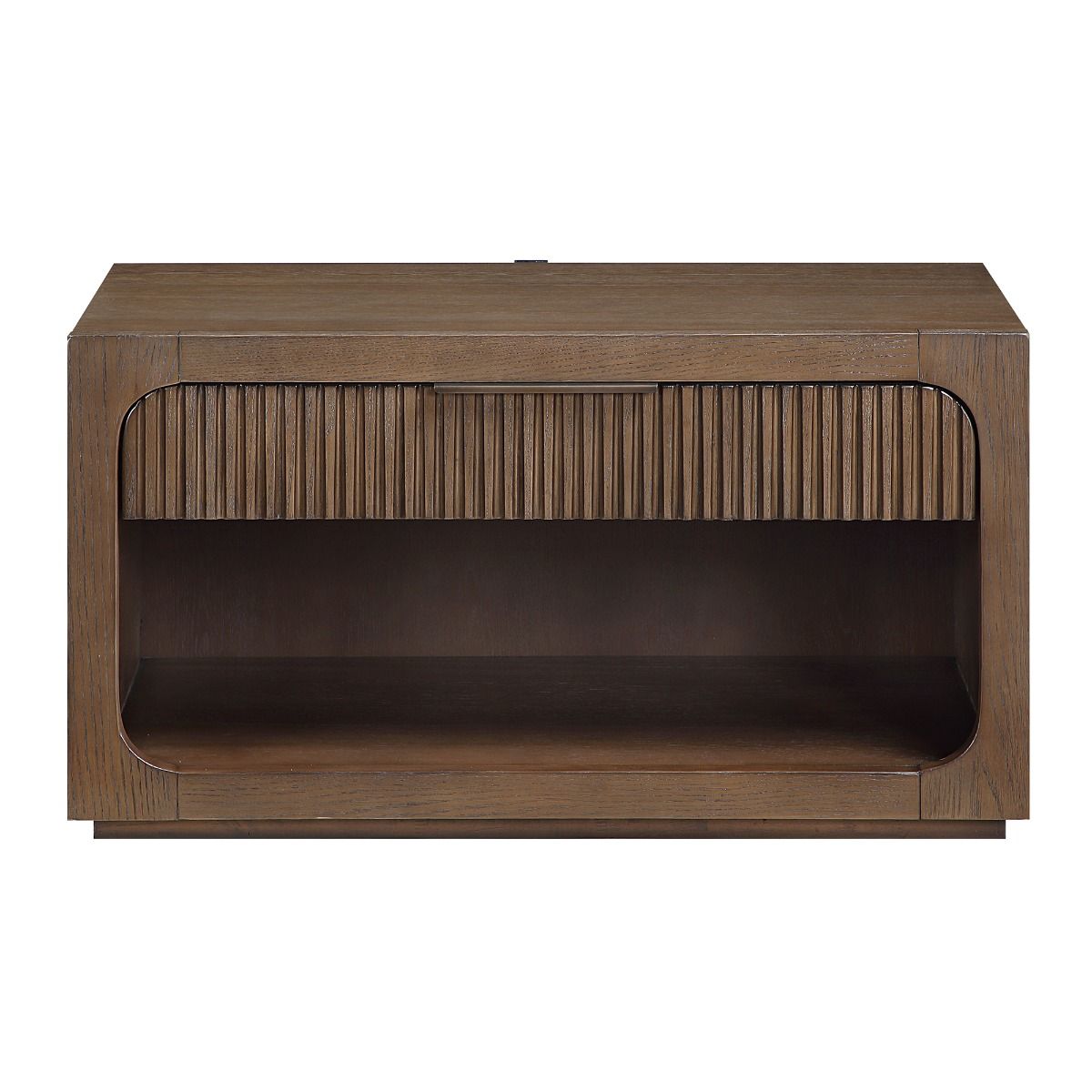 Leanna - Nightstand With Wood Top - Brown Oak