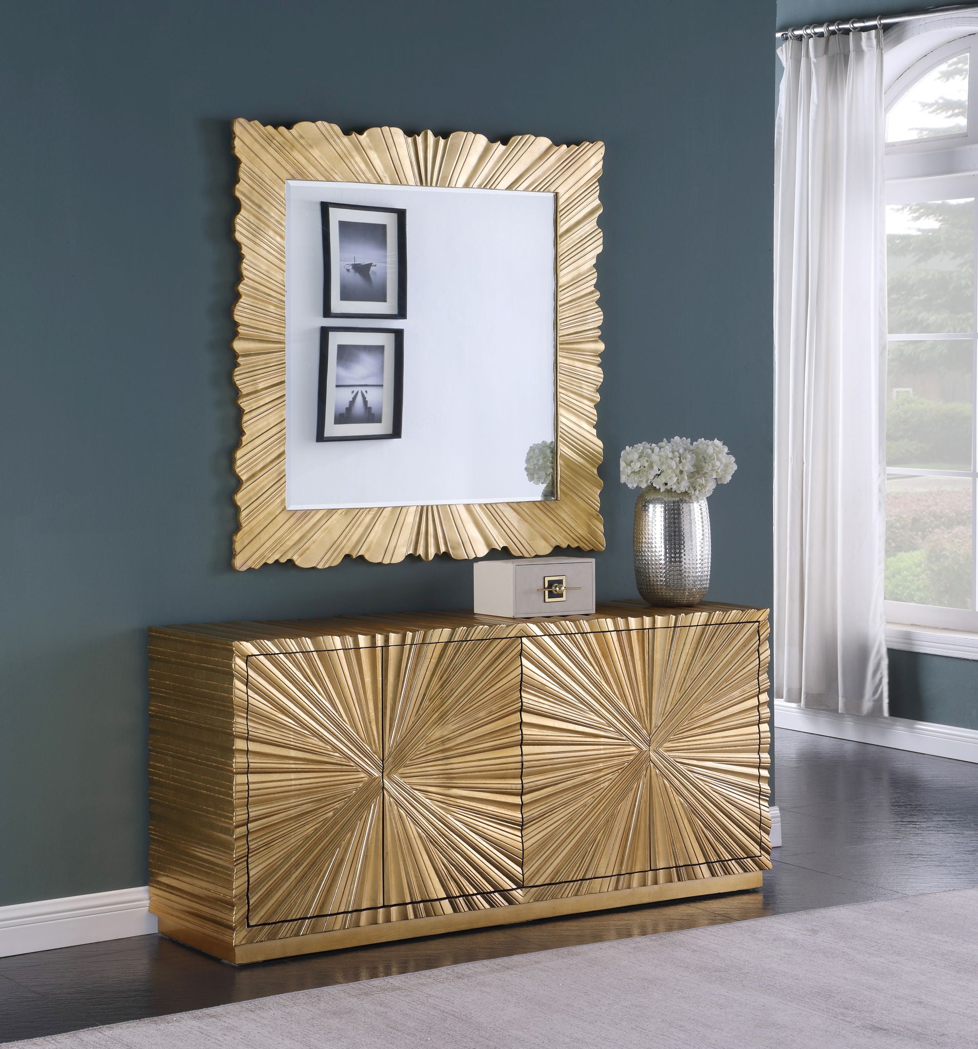 Golda - Leaf Mirror - Gold - Urban Living Furniture (Los Angeles, CA)