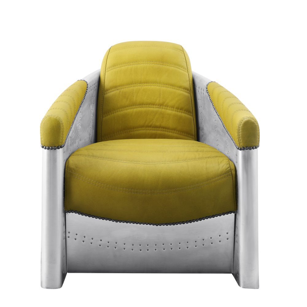 Brancaster - Accent Chair - Yellow Top Grain Leather & Aluminum - Urban Living Furniture (Los Angeles, CA)
