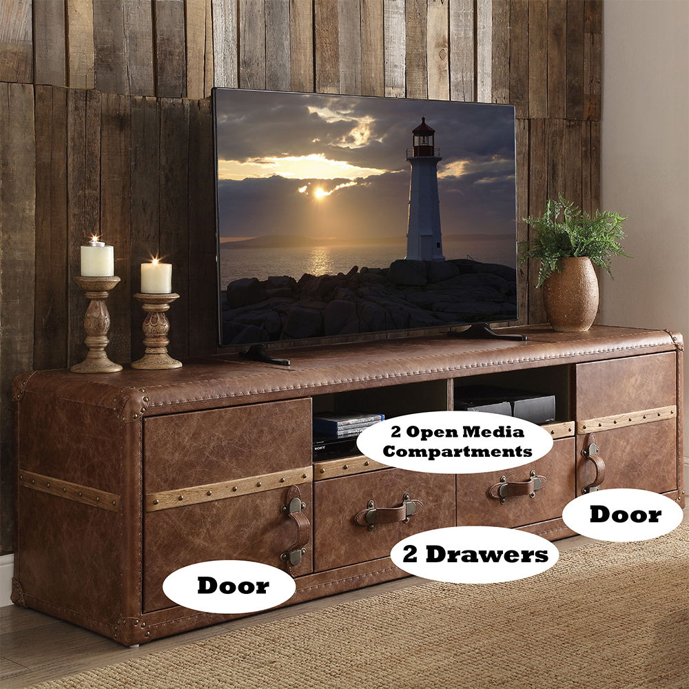 Aberdeen - TV Stand - Retro Brown Top Grain Leather - Urban Living Furniture (Los Angeles, CA)