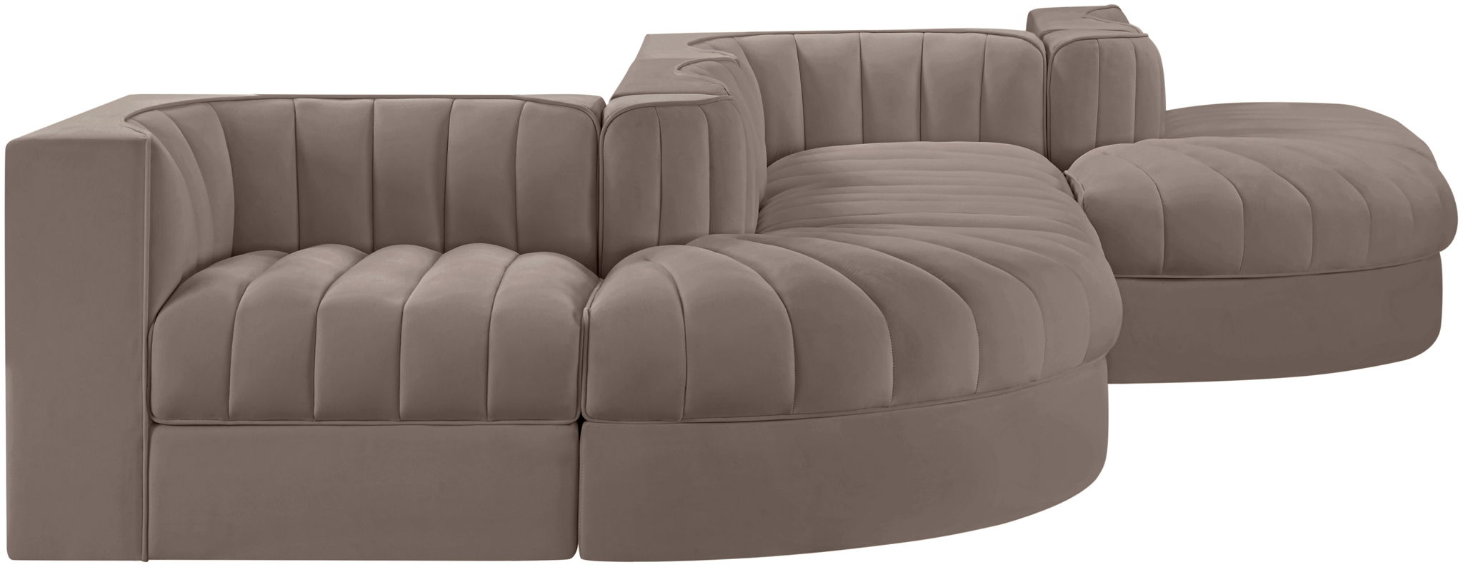 Rummi - Rounded Velvet Performance Fabric Upholstered 6 Piece Modular Sectional - Urban Living Furniture (Los Angeles, CA)