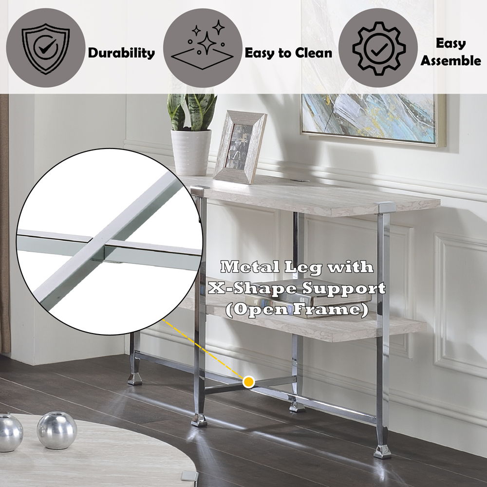 Brecon - Sofa Table - White Oak & Chrome - Urban Living Furniture (Los Angeles, CA)