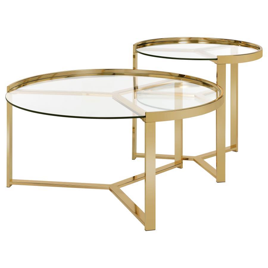 Delia - 2 Piece Round Glass Top Nesting Coffee Table - Urban Living Furniture (Los Angeles, CA)