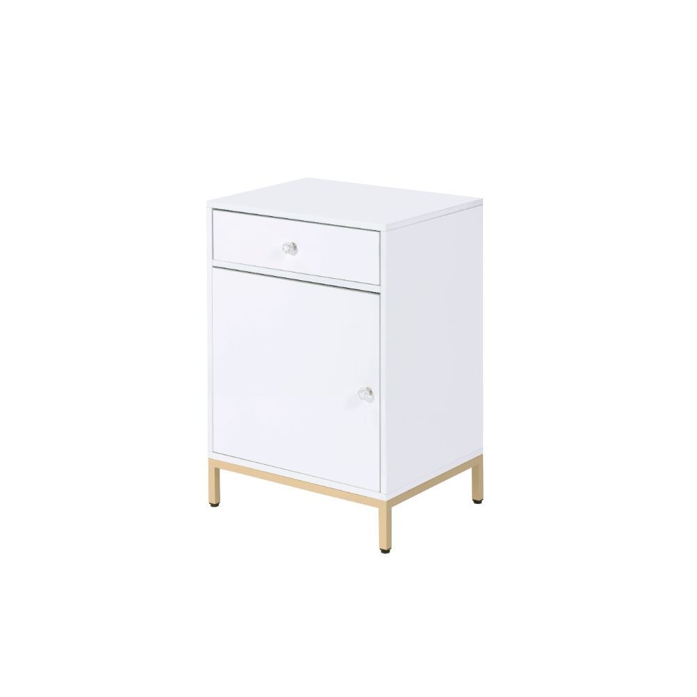 Ottey - Cabinet - White High Gloss & Gold - Urban Living Furniture (Los Angeles, CA)