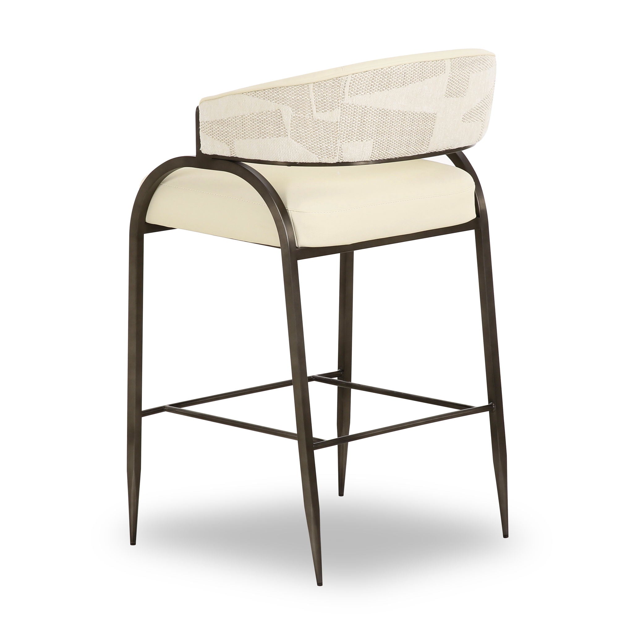 Tatum - Vegan Leather And 2-Tone Jacquard Counter Stool - Cream - Urban Living Furniture (Los Angeles, CA)