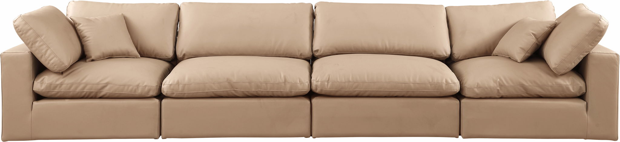 Comfy - Faux Leather Modular Sofa 4 Pieces - Tan