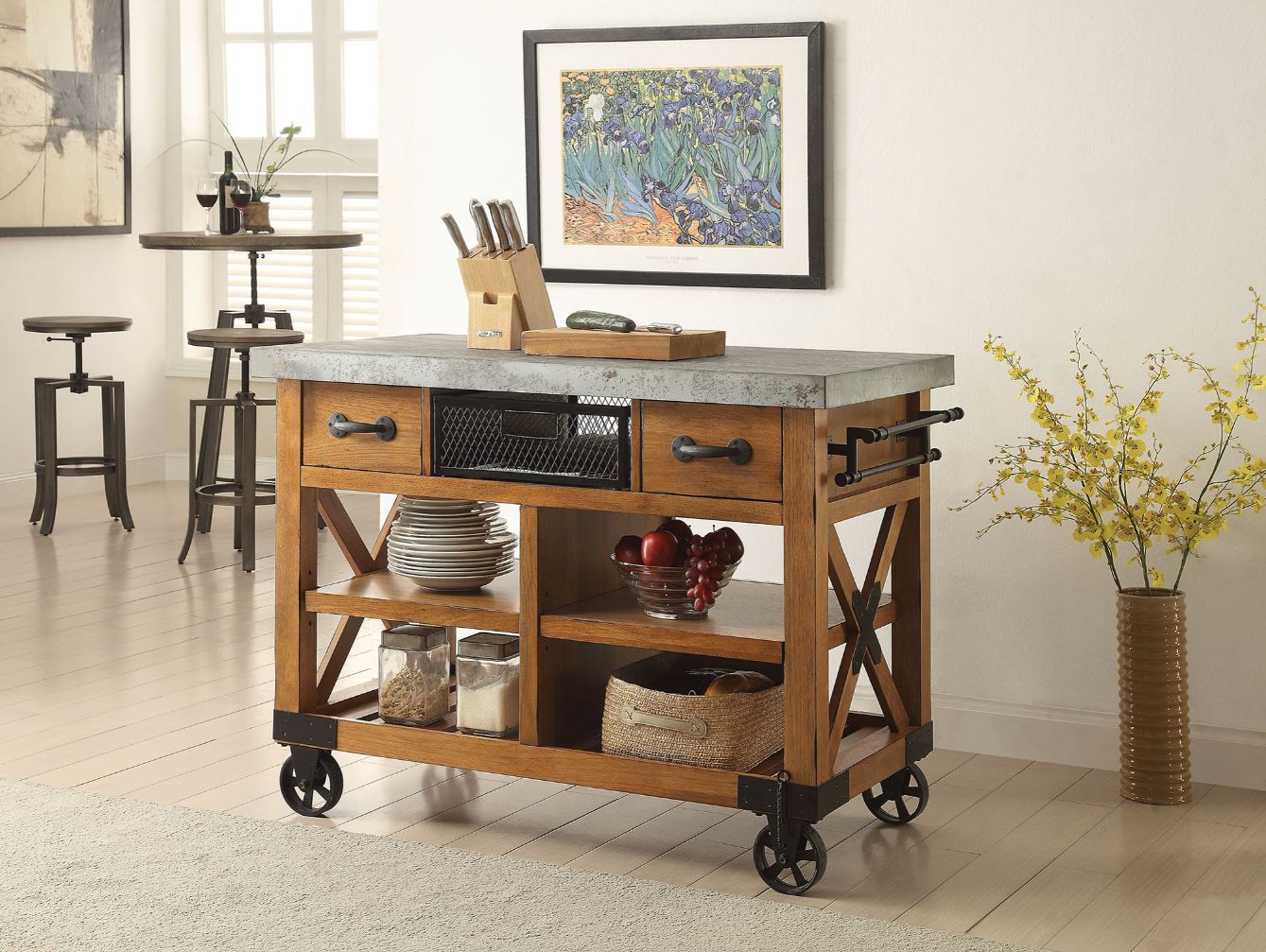 Kailey - Kitchen Cart - Antique Oak - Urban Living Furniture (Los Angeles, CA)