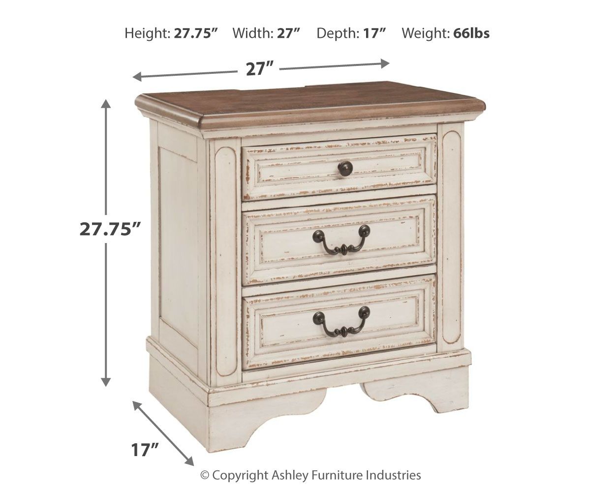 Realyn - White / Brown / Beige - Three Drawer Night Stand - Urban Living Furniture (Los Angeles, CA)