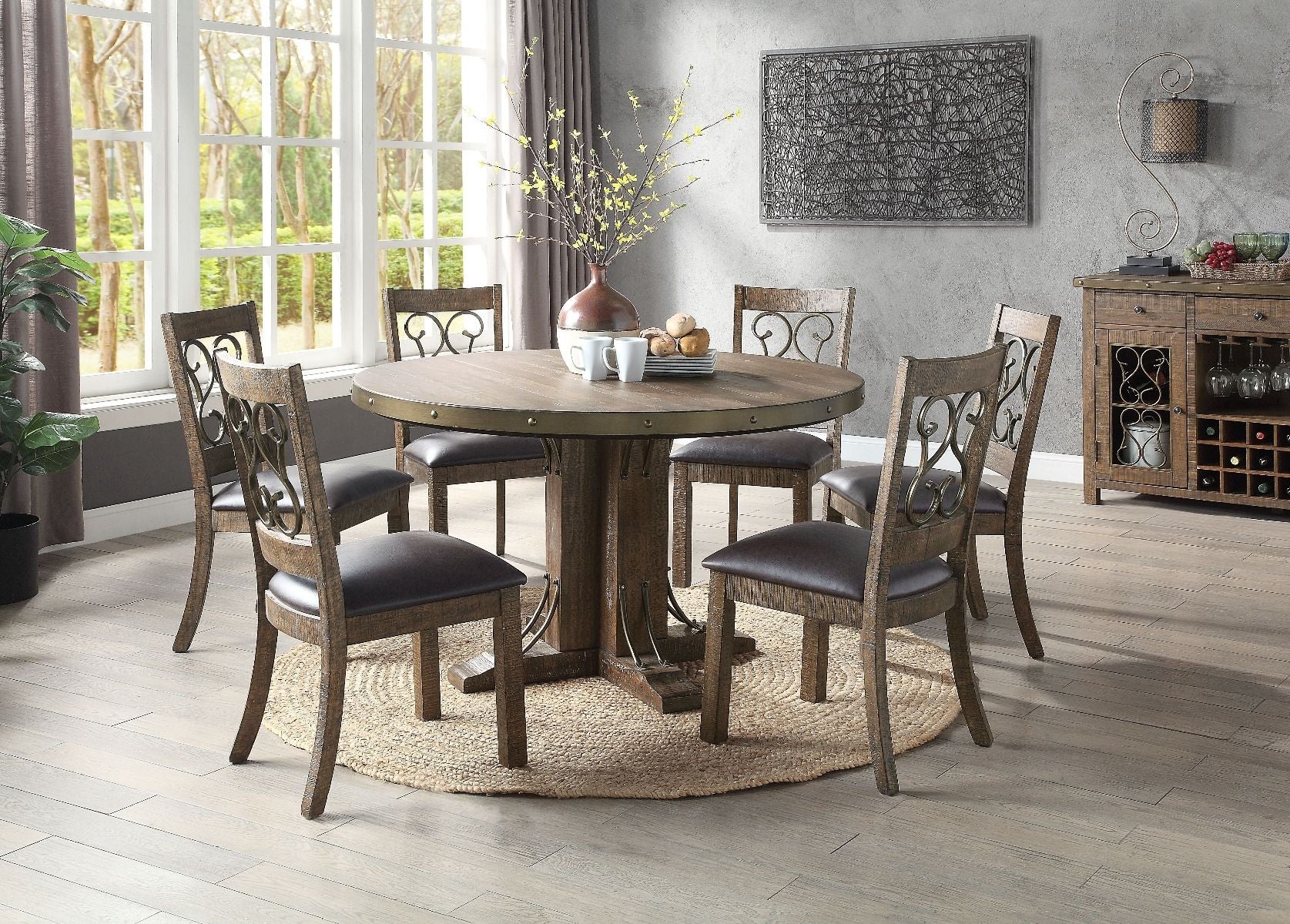 Raphaela - Round Dining Table - Weathered Cherry - Urban Living Furniture (Los Angeles, CA)