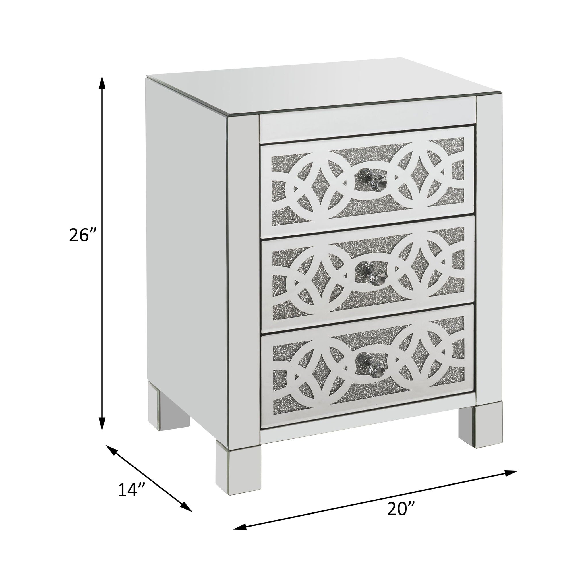 Noralie - Accent Table With 3 Drawers - Mirrored & Faux Diamonds - Urban Living Furniture (Los Angeles, CA)