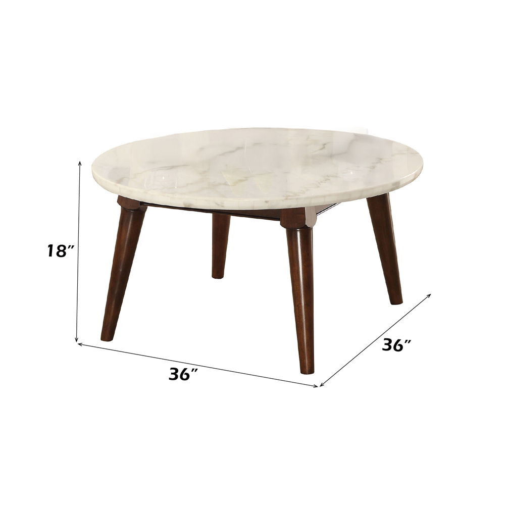 Gasha - Coffee Table - White Marble Top & Walnut - Urban Living Furniture (Los Angeles, CA)