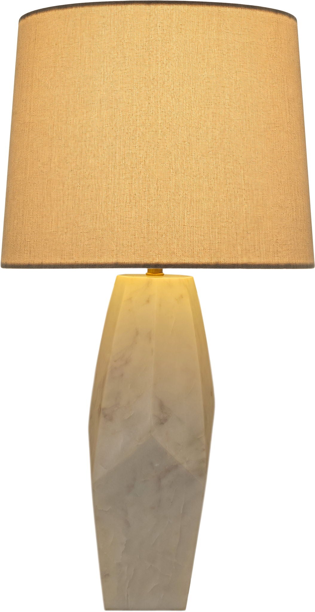 Seraphine - Genuine Marble And Linen Textured Fabric Table Lamp
