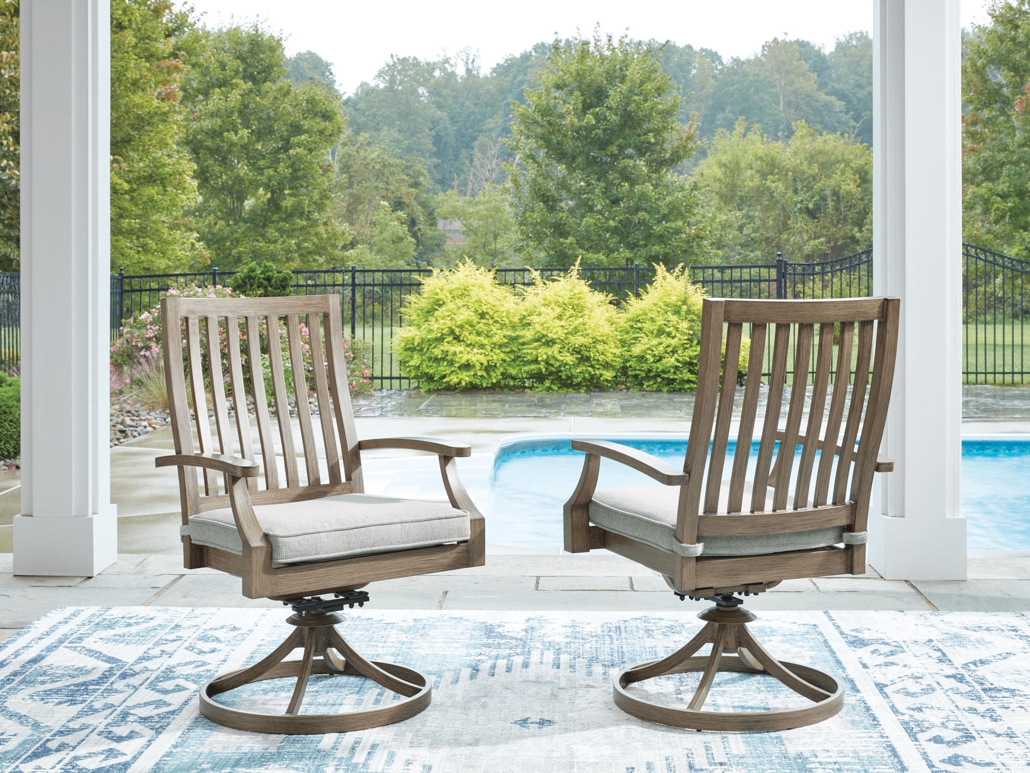 Rainier Ranch - Swivel Chair With Cushion (Set of 2) - Brown / Beige - Urban Living Furniture (Los Angeles, CA)