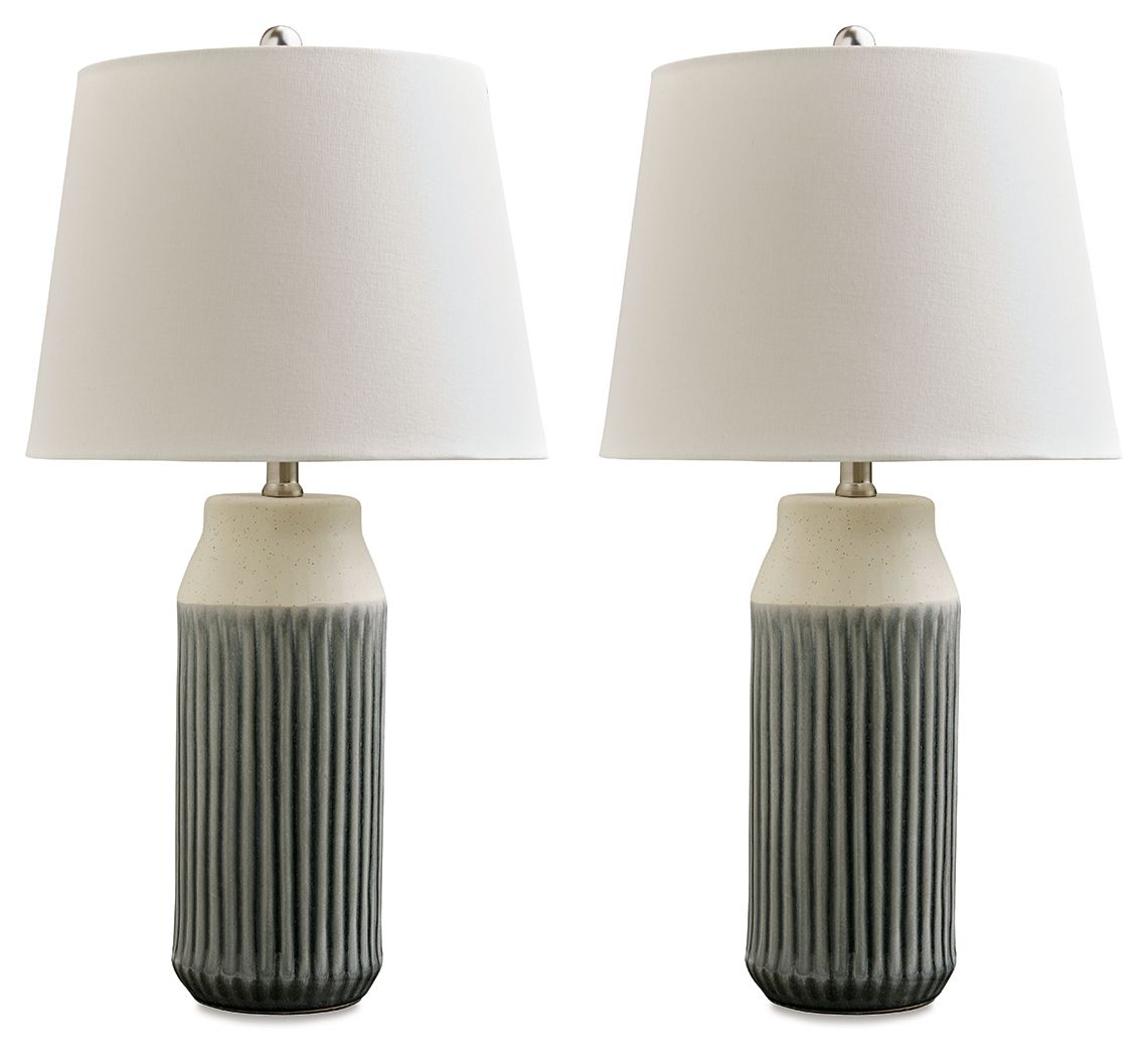 Afener - Blue / Beige - Ceramic Table Lamp (Set of 2) - Urban Living Furniture (Los Angeles, CA)