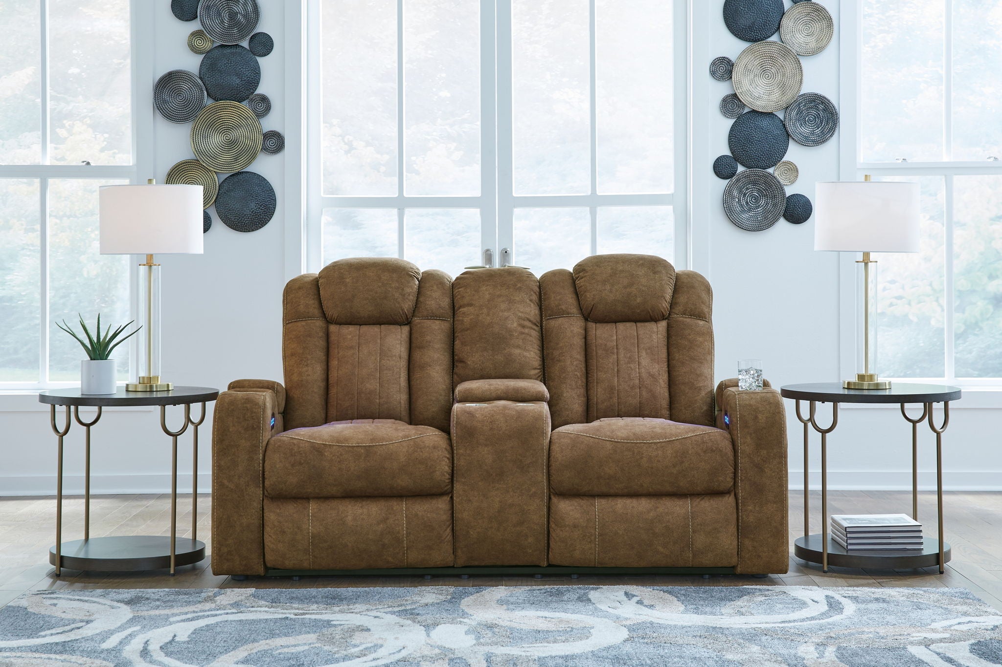 Wolfridge - Brindle - Power Reclining Loveseat With Console /Adj Hdrst - Urban Living Furniture (Los Angeles, CA)