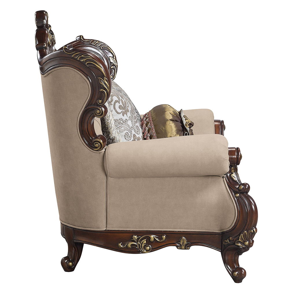 Ragnar - Chair With 2 Pillows - Light Brown Linen & Cherry - Urban Living Furniture (Los Angeles, CA)