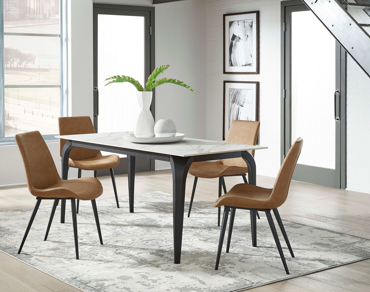 Nicoya - Stone Top And Metal Base Rectangular Dining Table
