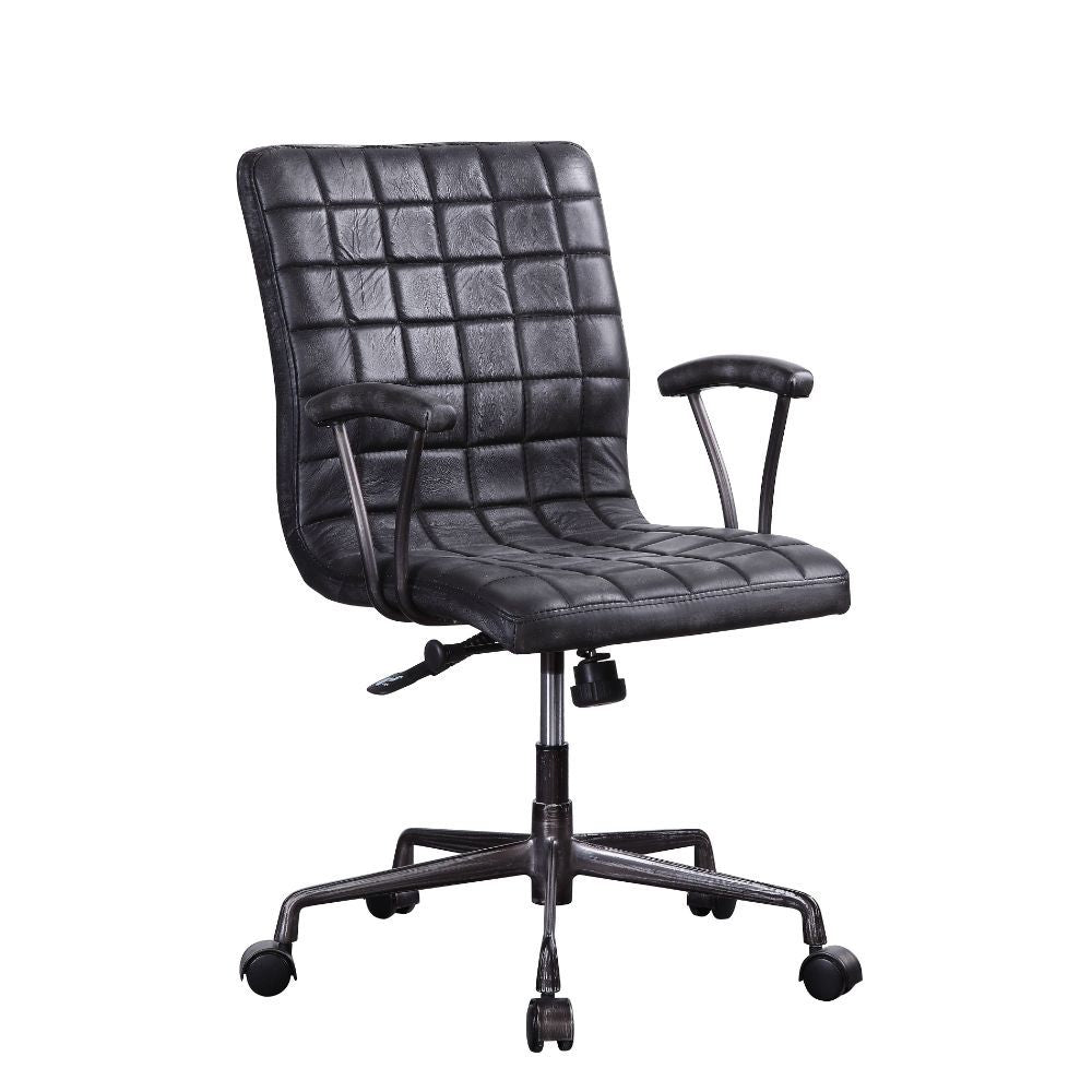 Barack - Executive Office Chair - Vintage Black Top Grain Leather & Aluminum - Urban Living Furniture (Los Angeles, CA)