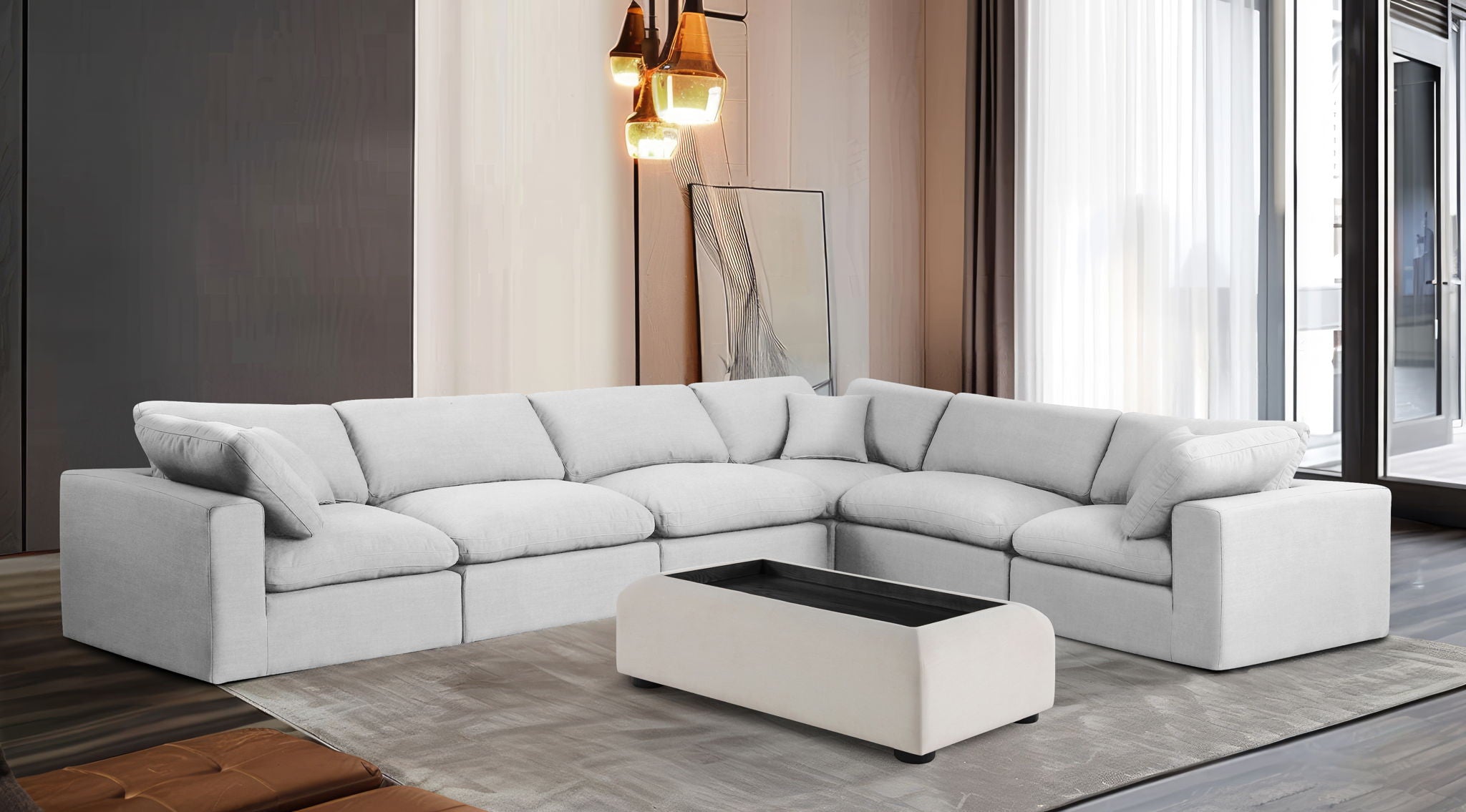 Comfy - 6 Piece Linen Modular Corner Sectional - Urban Living Furniture (Los Angeles, CA)