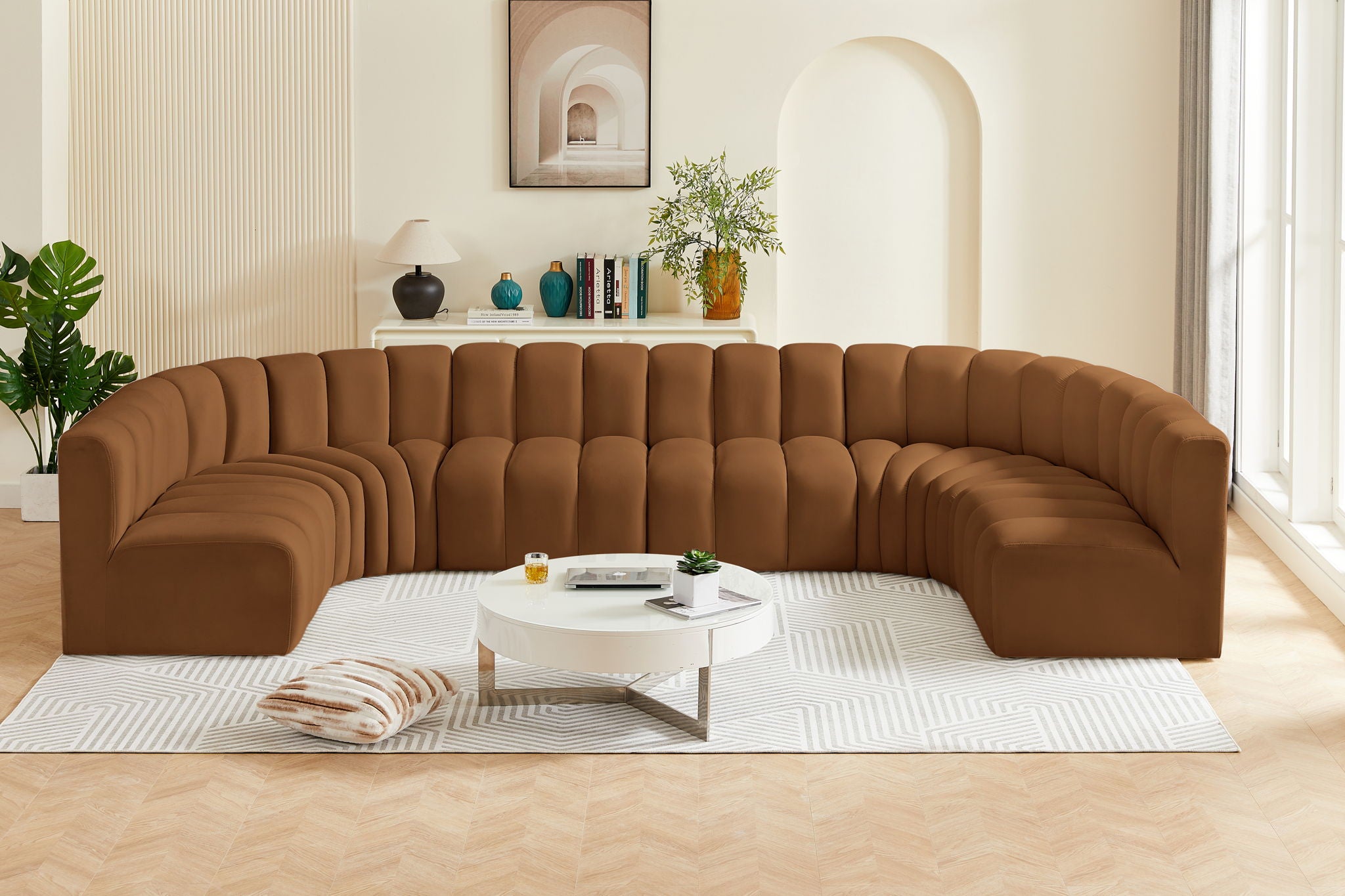 Arc - Velvet Modular U-Shaped Sectional - Saddle - Urban Living Furniture (Los Angeles, CA)