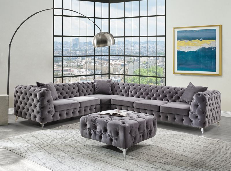 Wugtyx - Ottoman - Dark Grayvelvet - Urban Living Furniture (Los Angeles, CA)