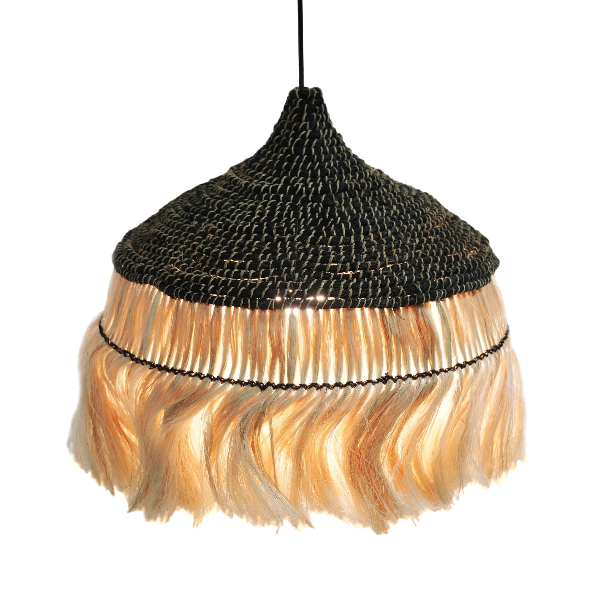 Sula - Upcycled Abaca Pendant Lamp - Natural / Black - Urban Living Furniture (Los Angeles, CA)