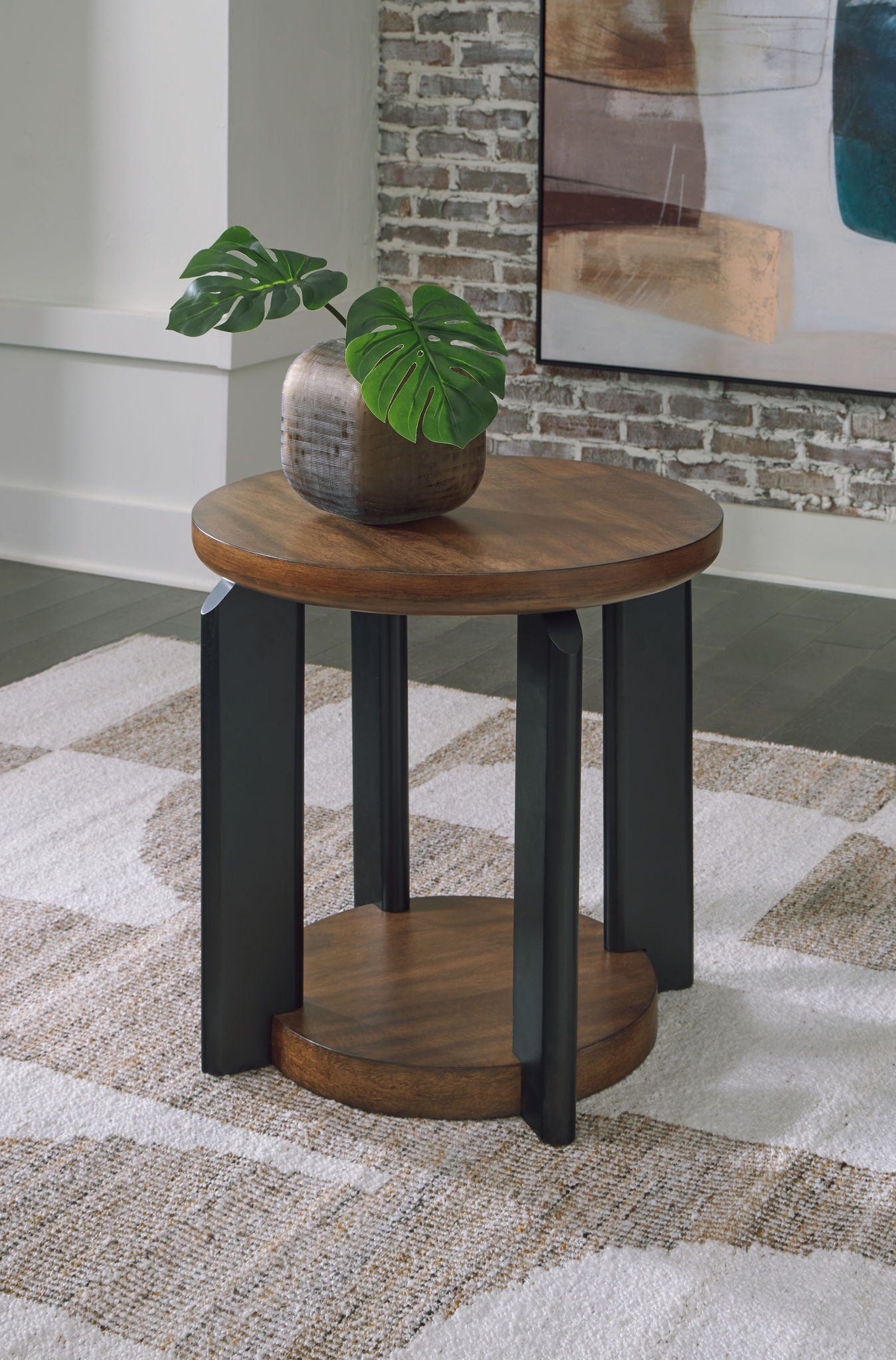 Kraeburn - Brown / Black - Round End Table - Urban Living Furniture (Los Angeles, CA)