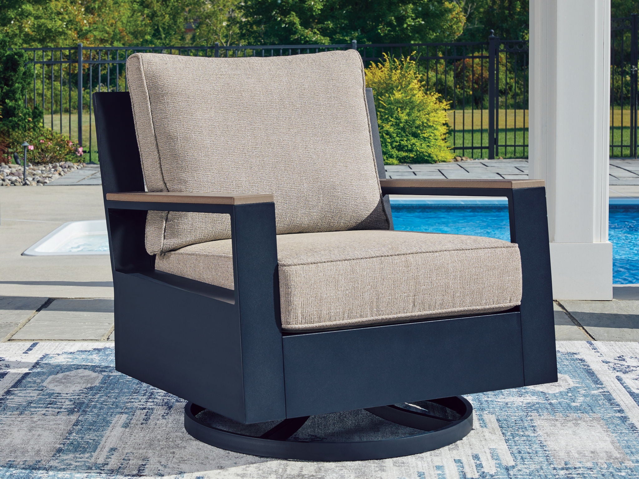 East Beach - Swivel Glider Chair With Cushion - Blue - Urban Living Furniture (Los Angeles, CA)