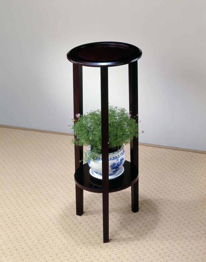 Kirk - 1-Shelf Round Wood Plant Stand Side Table - Espresso - Urban Living Furniture (Los Angeles, CA)